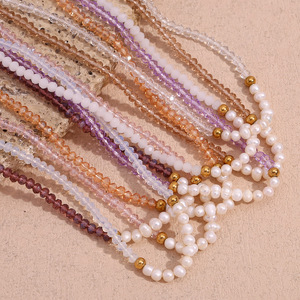 Collares de Perlas de Agua Dulce con Cristales Geométricos Facetados al por Mayor, Regalo Personalizable para Mujeres, Pequeñas Empresas, Se Aceptan Pedidos al por Mayor - Product Image 1