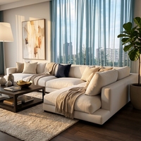 Modernes Luxus-Ecksofa in Tiefweiß, Dreisitzer mit Rechts-/Linksarmlehne, Großes Ecksofa-Set, Konvertierbar, Modular, für Lager und Wohnzimmer