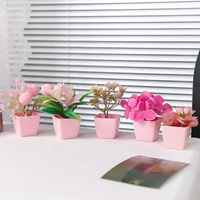 5 Pcs Bunga Simulasi Pink untuk Dalam Ruangan dengan Pot Tanaman Mini dalam Pot untuk Dekorasi Meja Rumah Kantor Tanaman Buatan Kecil