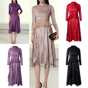 Vestido Plisado a Mano <span class=keywords><strong>para</strong></span> Mujer, Color Sólido, Casual, Midi, con Pliegues, Tela Brillante, Elegante, <span class=keywords><strong>Vestidos</strong></span> Modestos <span class=keywords><strong>para</strong></span> <span class=keywords><strong>Fiesta</strong></span>, Talla Única - Product Image 3
