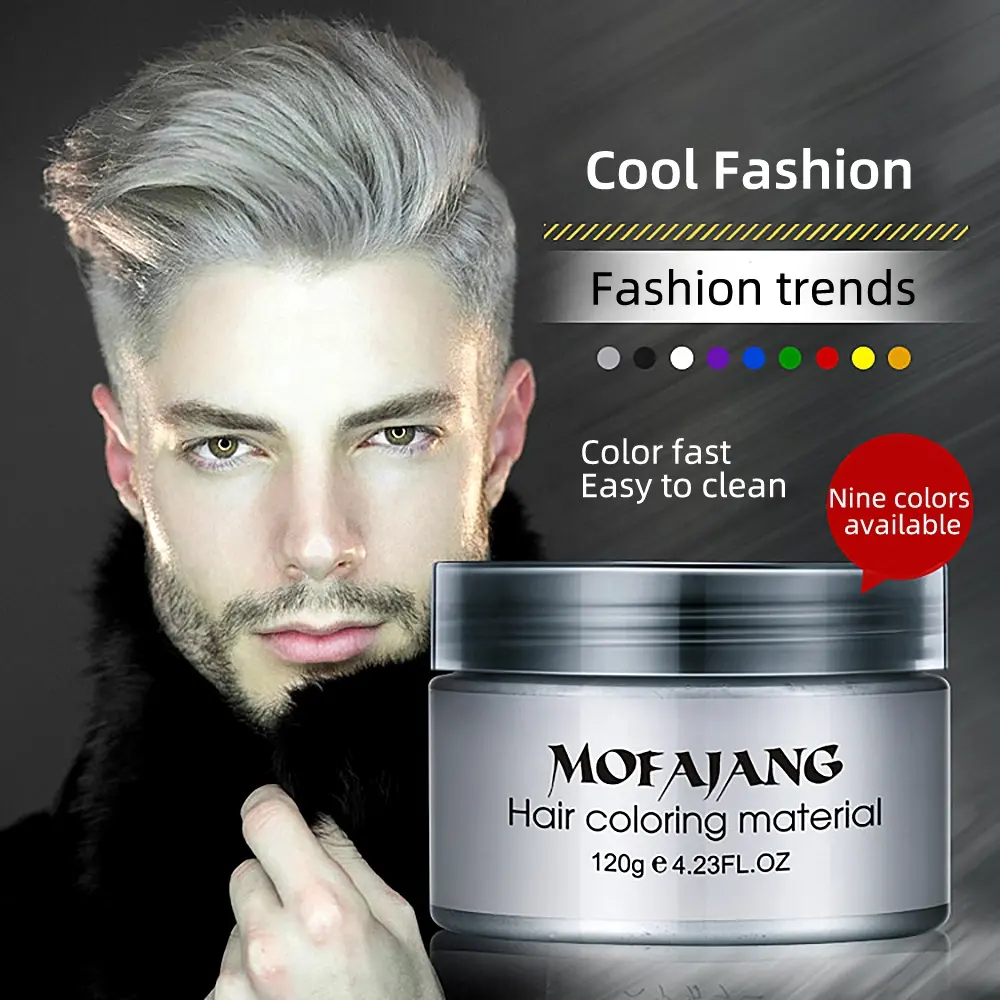 Mofajang 9 Colors Temporary Hair Colour Pomade Elastic Styling Product Disposable Mud Hair Color Wax For Man And Woman