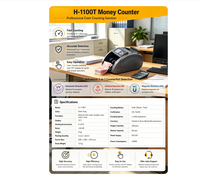 Machine de comptage de billets H-1100T, UV IR MG, compteur de billets multi-devises, CE RoHS, équipement de comptage de monnaie pour bureau et banque