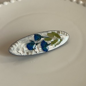 Pince à cheveux en émail motif goutte d'<span class=keywords><strong>huile</strong></span>, fleur séchée rose, style vintage, faite à la main, perle, métal doux, acétate, accessoires de fête - Product Image 3