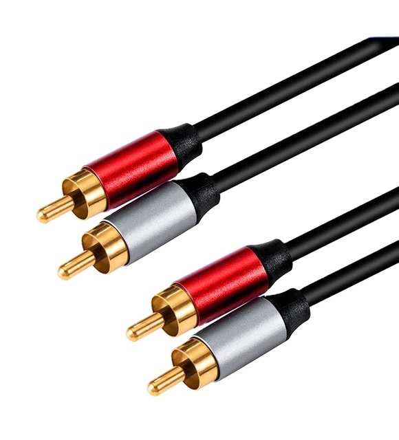 Copper Analog RCA Audio Cable for Amplifier Active Speakers Subwoofer Gold-Plated Plugs 1.5m Black