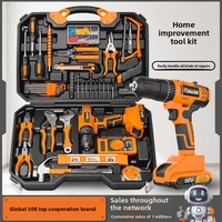 Boîte à outils électrique, outils à main, ensemble d'outils ménagers, kit de réparation multifonction, combo tout-en-un, outils à batterie, haute teneur en carbone