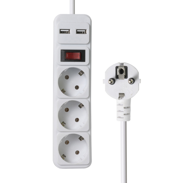 Euro Electric Extension Socket USB Power Strip Board Surge Protector