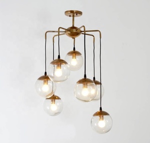 Milieu du siècle moderne métal bulles lampe Style contemporain laiton cuivre verre lampe de Table peint décor à la maison extérieur noël - Product Image 1