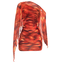 Robe d'été pour femmes Viviblook Q26DS032, robe moulante asymétrique à une épaule, imprimé tendance, mini robe plissée