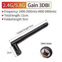 Antenne Wifi double bande 2.4G 5.8G, connecteur SMA mâle, en caoutchouc, omnidirectionnelle, à gain élevé, étanche, pour routeur CPE, antenne externe