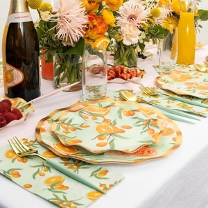 Custom Printing Gold Hot Stamping Rim <b>Paper</b> Plates <b>Orange</b> Pattern Party Tableware Disposable Custom <b>Paper</b> Plate Party Supplies - Product Image 3