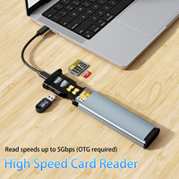 Lector de tarjetas TF y SD multifuncional Almacenamiento USB 3,0 TF/SD Tipo-C con adaptador OTG Estuche para lector de tarjetas