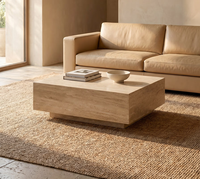 Table basse en travertin beige, design simple et créatif, fabrication directe d'usine, en vente