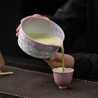 Ensemble bol à matcha en céramique motif fleur de glace et support pour chasen avec support pour fouet pour cérémonie du thé