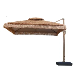 Cheap price large hawaii outdoor beach synthetic,Umbrellas patio straw raffia Umbrellas with base/