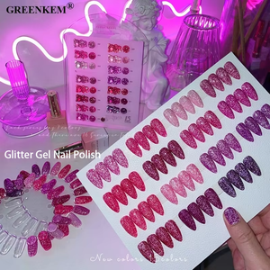 Karanlıkta <span class=keywords><strong>Glow</strong></span> serisi Glitter seti jel lehçe kapalı islatın 15 renk köpüklü yansıtıcı etkisi Glitter jel oje - Product Image 3
