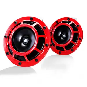 MUSUHA RTS Loud Car Horn for car 12v For Hella Type Horn Universal 118dB Waterproof red disc Horn Dual Tone MU-1202L-2