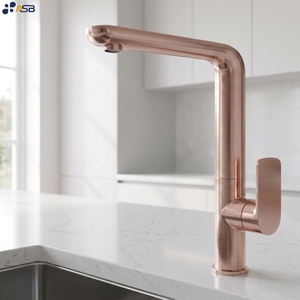 Miscelatore per lavabo moderno <span class=keywords><strong>Bassini</strong></span> <span class=keywords><strong>Bassini</strong></span> in rame con valvola in ceramica, design flessibile, getto aerato, oro rosa spazzolato - Product Image 3