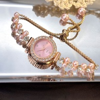 Montre-bracelet en alliage de perles de style Instagram, boîte magique de luxe minimaliste, cadran incrusté de diamants, modèle femme 377, cadeau transfrontalier