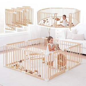 Valla de Seguridad para Niños Pequeños, Panel de Madera para Interiores/Exteriores, Corralito para Bebés para Uso Doméstico, Elegante Área de Juegos Interior - Product Image 1