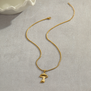 2025 nouveau été plage bijoux femmes en acier inoxydable cocotier pêche queue champignon pendentif étanche collier Non ternir - Product Image 2