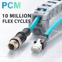 كابل إيثرنت صناعي عالي المرونة M12 A-Code 8-Pin إلى RJ45 CAT6A GigE Vision لكاميرات Basler وCognex وKeyence وDatalogic وSICK