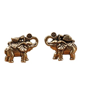 Brass <b>Elephant</b> Ornament 2Pcs Feng Shui Wealth Charm For Home Office Desk <b>Decor</b> - Product Image 5