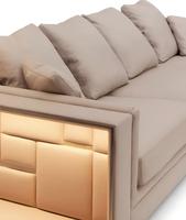 Ensemble de canapés en cuir véritable de style italien, luxe léger, pour grands appartements, avec une chaise longue. Cuir de vachette pleine fleur