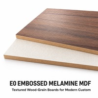 Panneau MDF texturé stratifié en fibre de bois, grain de bois gaufré synchronisé, mélaminé, E0, résistant à l'humidité, pour aménagement moderne sur mesure