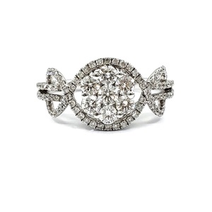 Chine Direct Usine Bijoux Top ventes Meilleure Qualité 14k Solide Or Blanc Diamant Naturel Rond Twist Anneaux Cluster Pour Cadeau - Product Image 1