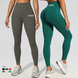 黒ハイウエストワークアウトタイツスポーツジムヨガパンツレギンス女性用フィットネスバットリフトスポーツバターソフト卸売 - Product Image 2