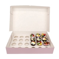 Boîte d'emballage en papier pour cupcakes 24 trous pour desserts personnalisés Boîtes pliantes automatique pour muffins, pâtisseries, cupcakes pop-up