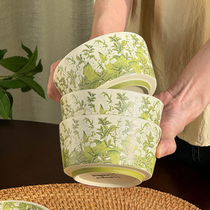 ชุดอาหารเซรามิกลายดอกลิลลี่ออฟวาลลีย์สีเขียว  ชามลายละเอียดสีสันสดใส สำหรับใช้ในบ้าน งานเลี้ยงอาหารค่ำ งานแต่งงาน คริสต์มาส จานสำหรับร้านอาหาร มีสินค้าพร้อมส่ง - Product Image 2