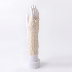 Jacquard Style tricot <span class=keywords><strong>laine</strong></span> rembourré bras manches chaud hiver demi-doigt longs gants pour l'extérieur et la pêche en gros - Product Image 5