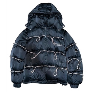 Custom Winter Wear rainbow Iridescent Reflective Zip up Puffer <b>Jacket</b> With Removable Hood Oversize Bubble Down <b>Jacket</b> <b>Men</b> - Product Image 3
