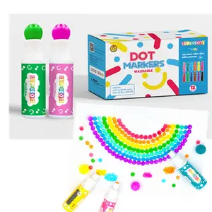 ¡Caliente! Rotuladores de super dots lavables para niños, punta de esponja de 10mm, 12 colores, marcador de pintura de grafiti