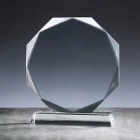 Plaque de récompense octogonale vierge en gros, avec logo gravé sur mesure, impression UV, trophée en verre cristal vierge