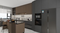 Ensemble d'armoires de cuisine intelligentes en bois massif, sur mesure, modernes, prêtes à assembler, rangement de luxe, armoires de cuisine modulaires