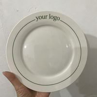 Assiette en céramique blanche style Ins, logo personnalisé imprimé, 20,5 cm, assiette à dîner en porcelaine pour café, hôtel, décoration intérieure, plat de petit-déjeuner