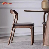 Chaise de salle à manger en bois de frêne rétro, style simple, avec coussin en cuir PU, vente en gros, mobilier de restaurant