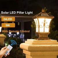 Jpungsun extérieur solaire colonne pilier lampe étanche jardin pilier lumière Antique victorien pilier lumière