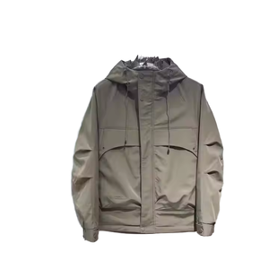 Veste polaire à capuche coupe-vent pour homme, nouvelle tendance mode printemps, style décontracté pour jeunes, vêtement de travail, fermeture éclair, couleur unie, col montant - Product Image 2