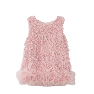 Vestido Maxi Casual de Otoño Invierno para Niñas, Cuello Redondo, Sin Mangas, Estilo Tutú, Transpirable, Ecológico, con Lazo Estampado, 100% Poliéster - Product Image 1