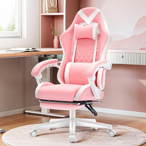 Alta calidad Pink Game Economy Player Cute Girls White <span class=keywords><strong>Scorpion</strong></span> Racing Gaming Gamer Silla giratoria con reposapiés para niños - Product Image 1