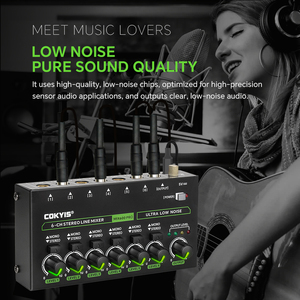 COKYIS MIX600-PRO Mixeur professionnel 6 canaux Mini mixeur avec lumière RGB Commutateur stéréo mono pour scène <span class=keywords><strong>Studio</strong></span> d'enregistrement - Product Image 3