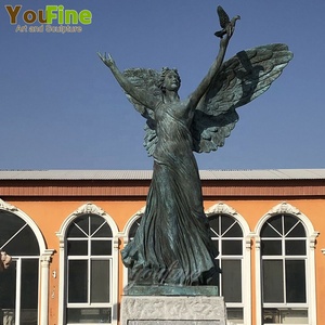 YOUFINE vida tamanho tradicional Bronze <span class=keywords><strong>Angel</strong></span> escultura segurando a estátua do pombo para a decoração exterior do jardim - Product Image 1