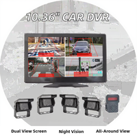 Moniteur enregistreur DVR de voiture 4 canaux à écran partagé 10,36 pouces avec caméra de recul AHD avant et arrière vision nocturne pour camion et système BSD