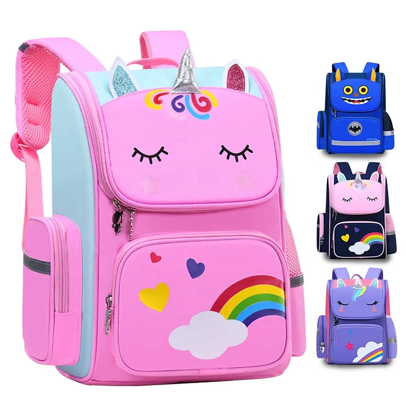 Sacs d'école à motif de dessin animé pour enfants, sac à dos étanche avec licorne