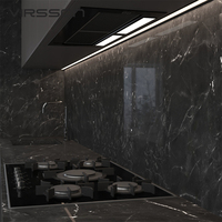 Armoires de cuisine modulaires de haute qualité, écologiques, ignifuges, peinture noire brillante, design européen sans cadre, avec tiroirs à fermeture douce