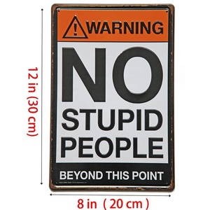 Insegna di latta in metallo rustico di alta qualità "nessuna persona stupida oltre questo punto" - Product Image 2