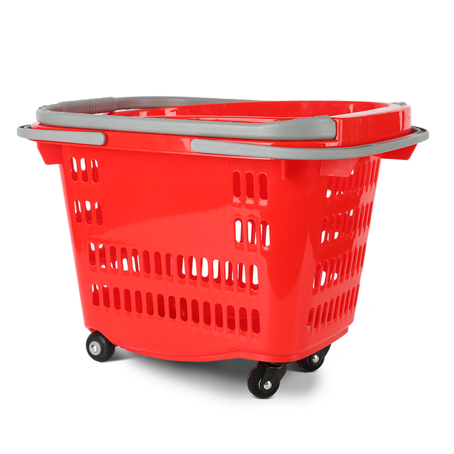 Excellent Offer Plastic Shopping Basket With Wheels for Retail Store